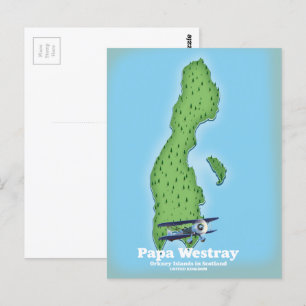 Papa Westray Scotland map. Postcard