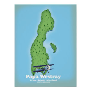 Papa Westray Scotland map. Poster