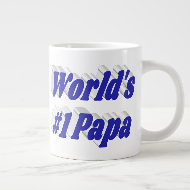 Papa with blue half text  large coffee mug (Right)