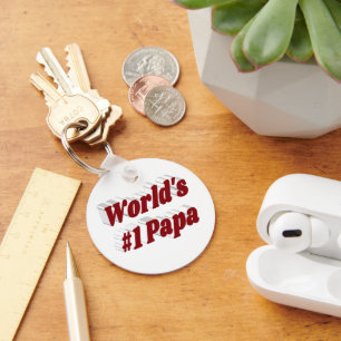 Papa with burgundy text  keychain