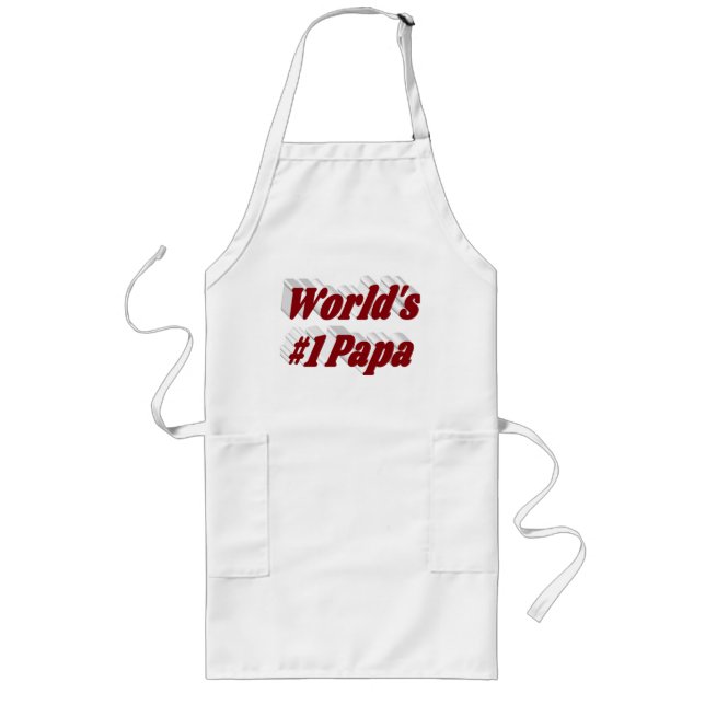 Papa with burgundy text long apron (Front)