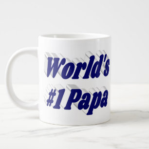 Papa with dark blue half text  large coffee mug