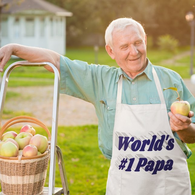 Papa with dark blue text long apron (Creator Uploaded)