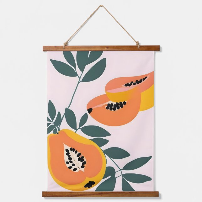 PAPA-YAY! Tropical Fruit Papaya Hanging Tapestry (Front)