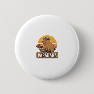 PAPABARA Retro Capybara Dad Vector Design_1 2 Inch Round Button