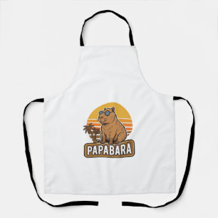 PAPABARA Retro Capybara Dad Vector Design_1 Apron