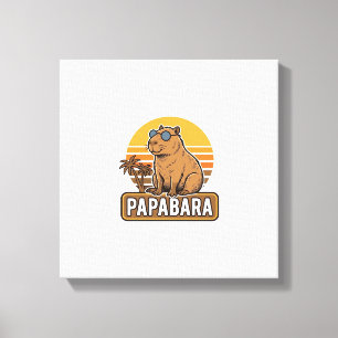 PAPABARA Retro Capybara Dad Vector Design_1 Canvas Print