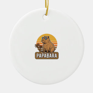 PAPABARA Retro Capybara Dad Vector Design_1 Ceramic Ornament
