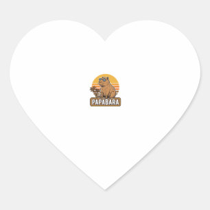 PAPABARA Retro Capybara Dad Vector Design_1 Heart Sticker