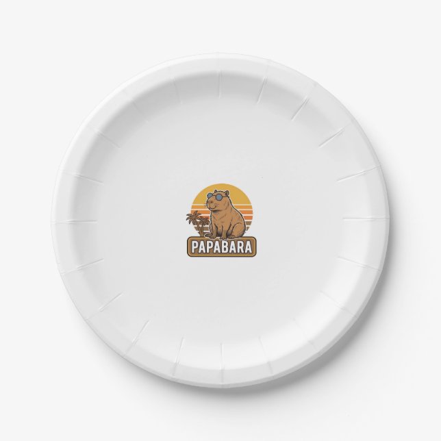 PAPABARA Retro Capybara Dad Vector Design_1 Paper Plate (Front)