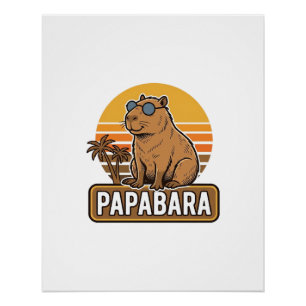 PAPABARA Retro Capybara Dad Vector Design_1 Poster