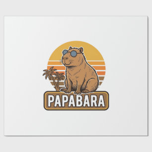 PAPABARA Retro Capybara Dad Vector Design_1 Wrapping Paper