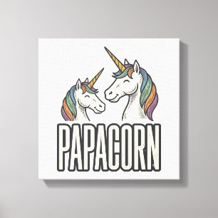 Papacorn Unicorn Dad Vintage Engraving T-Shirt Des Canvas Print