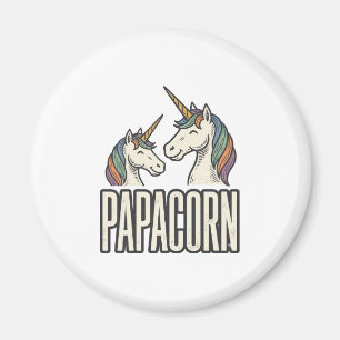 Papacorn Unicorn Dad Vintage Engraving T-Shirt Des Magnet