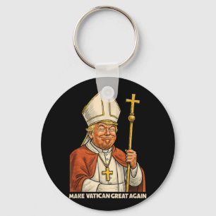 Papal Trump Fun Design With Pope Vestments Keychain