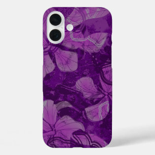 Papaloa Hibiscus Hawaiian Lava Rock Painting Lilac iPhone 16 Plus Case