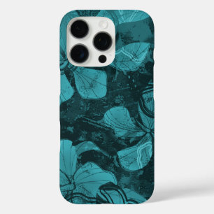 Papaloa Hibiscus Hawaiian Lava Rock Painting Teal iPhone 16 Pro Case