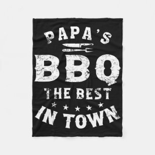 Papa's Bbq The Best In Town Funny Father's Day Fleece Blanket