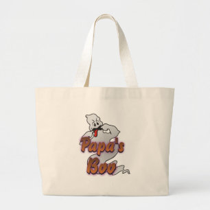 Papa's Boo Halloween Ghost Large Tote Bag