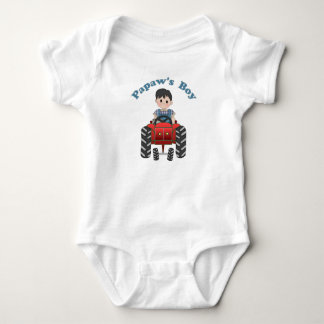 Papas Boy Tractor Baby Bodysuit