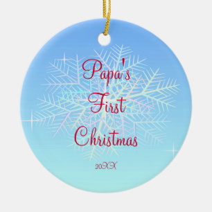 Papa's First  Christmas Snowflake Ornament