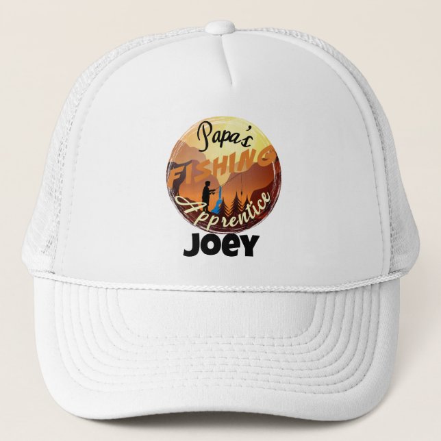 "Papa's Fishing Apprentice" with Name  Trucker Hat (Front)