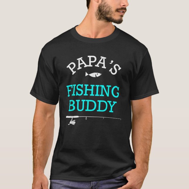 Papas Fishing Buddy Cute Kids Gift T-Shirt (Front)