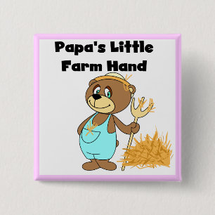 Papa's Little Farm Hand Tshirts and Gifts 2 Inch Square Button