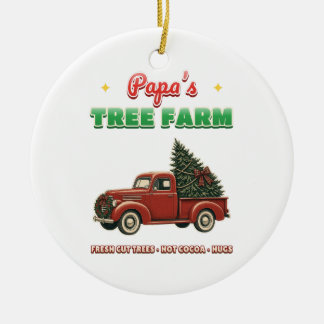 Papa's Tree Farm Retro Christmas Truck Ornament