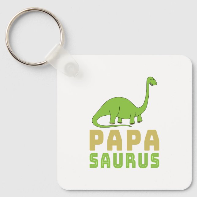 Papasaurus Dinosaur Brontosaurus Father's Day Keychain (Front)
