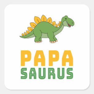 Papasaurus Dinosaur Stegosaurus Father's Day Square Sticker