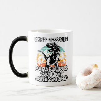 Papasaurus Retro Vintage T Rex Papa Saurus Mens Magic Mug