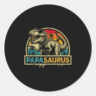Papasaurus T Rex Dinosaur Papa Saurus Family Match Classic Round Sticker
