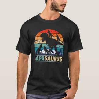Papasaurus T Rex Papa Dinosaur 4 Kids Father's Day T-Shirt