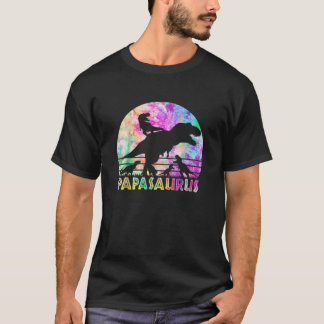 Papasaurus - Vintage Retro Tie Dye Sunset Father O T-Shirt