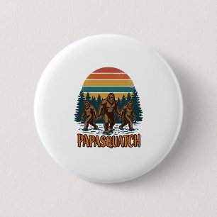 Papasquatch Bigfoot Vintage Sunset Vector Design_1 2 Inch Round Button