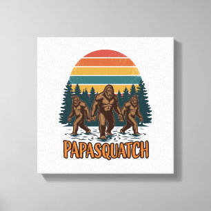 Papasquatch Bigfoot Vintage Sunset Vector Design_1 Canvas Print