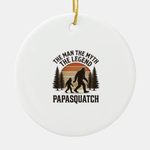 Papasquatch Vintage Bigfoot Dad Shirt Design_1 Ceramic Ornament