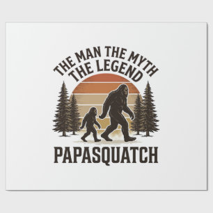 Papasquatch Vintage Bigfoot Dad Shirt Design_1 Wrapping Paper