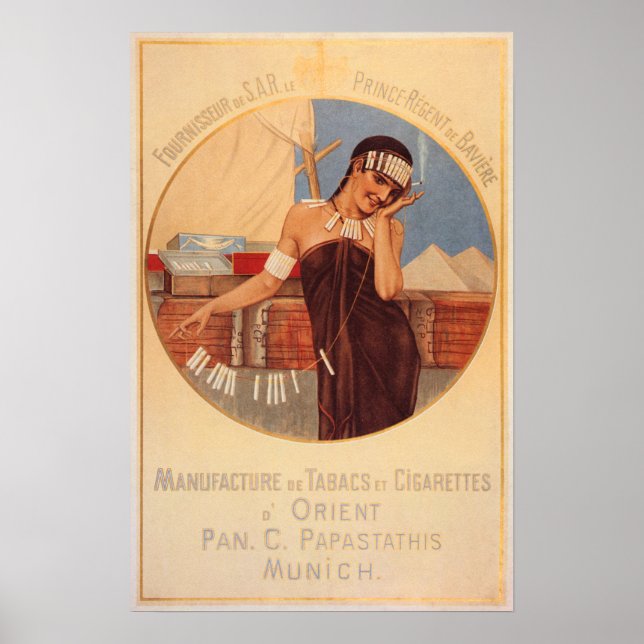 PAPASTATHIS MUNICH Cigarettes Tobacco Old German Poster (Front)
