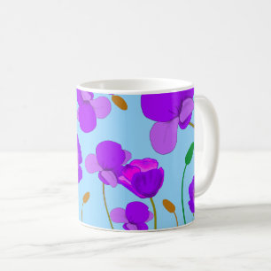 Papaver Poppy Lilac on pale-blue background Coffee Mug