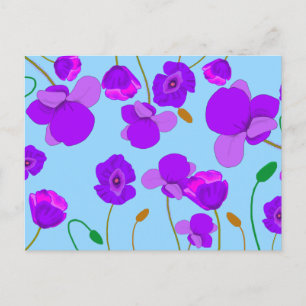 Papaver Poppy Lilac on pale-blue background  Holiday Postcard