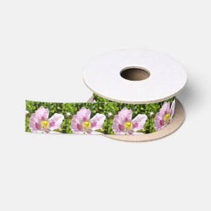 Papaver Somniferum Pink Poppy Art Satin Ribbon