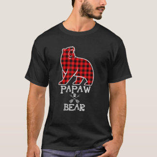 Papaw Bear Christmas Pajama Red Plaid Buffalo Fami T-Shirt