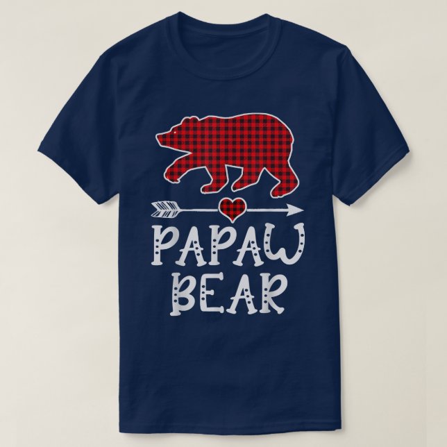 Papaw Bear Funny Pajama Red Plaid1634  T-Shirt (Design Front)
