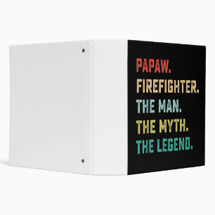 Papaw Firefighter Man Myth Legend Papa Gifts Binder