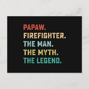 Papaw Firefighter Man Myth Legend Papa Gifts Holiday Postcard