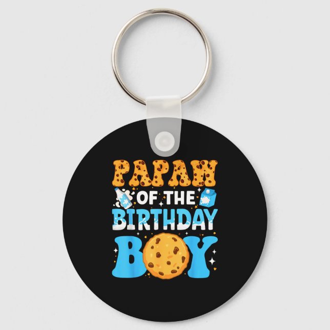 Papaw Of The Birthday Boy Milk And Cookies 1st Bir Keychain (Front)