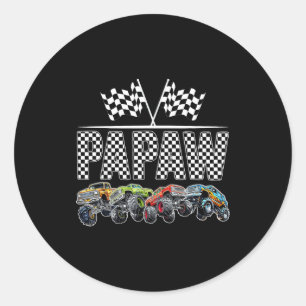Papaw Retro Monster Truck Family Birthday Matching Classic Round Sticker