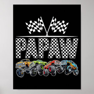 Papaw Retro Monster Truck Family Birthday Matching Poster